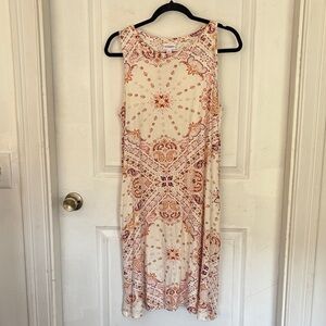LuLaRoe Cream and Red Midi Dress